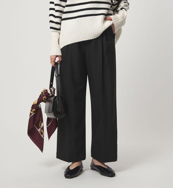 UNITED ARROWS green label relaxing「イージー 2タック ワイド パンツ」|その他|BLACK