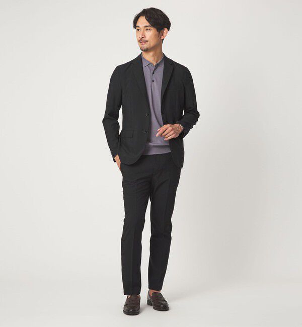 UNITED ARROWS green label relaxing「【WEB限定】JUST fit ドライポリエステル ナロー セットアップ -吸水速乾-」|テーラードジャケット|BLACK