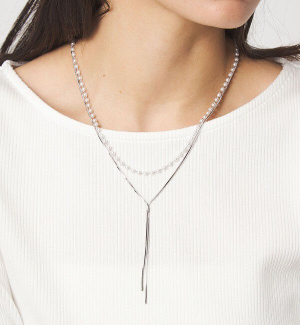 UNITED ARROWS green label relaxing「3WAY スネークチェーン＆フェイクパール ネックレス」|ネックレス|SILVER