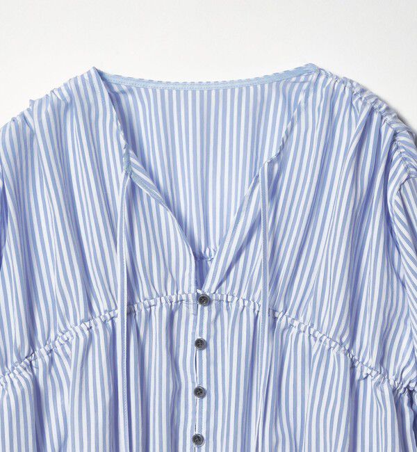 EMMEL REFINES「＜EMMEL REFINES＞EM ストライプ ギャザー ブラウス」|シャツ・ブラウス|