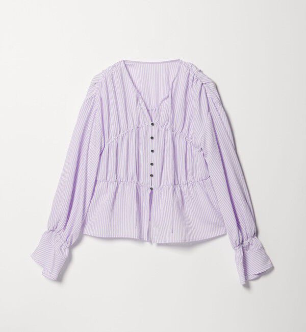 EMMEL REFINES「＜EMMEL REFINES＞EM ストライプ ギャザー ブラウス」|シャツ・ブラウス|