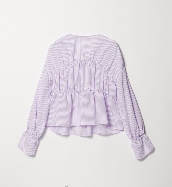 EMMEL REFINES「＜EMMEL REFINES＞EM ストライプ ギャザー ブラウス」|シャツ・ブラウス|