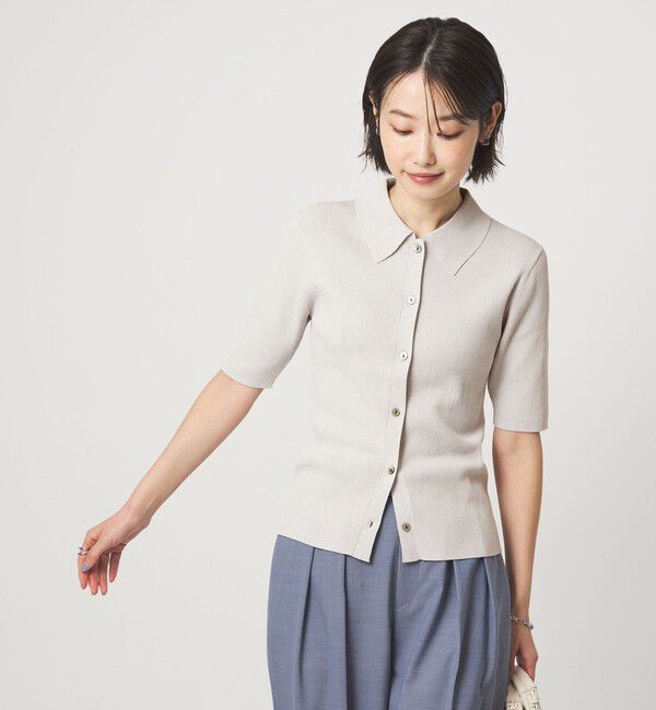 UNITED ARROWS green label relaxing「HIYOKE エリツキ リブ ニット マシンウォッシャブル UVカット 遮熱」|ニット・セーター|