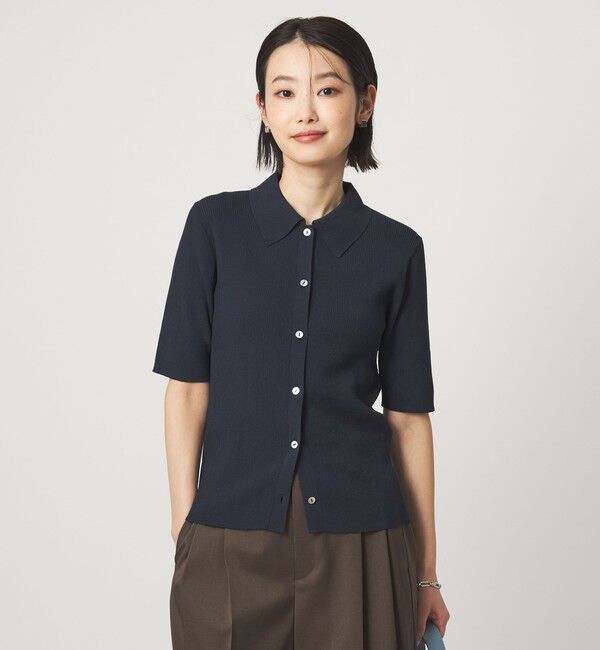 UNITED ARROWS green label relaxing「HIYOKE エリツキ リブ ニット マシンウォッシャブル UVカット 遮熱」|ニット・セーター|