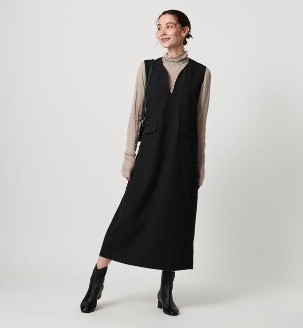 BEAUTY&YOUTH UNITED ARROWS「【WEB限定】ドレープツイル キーネックワンピース ウォッシャブル」|ワンピース|