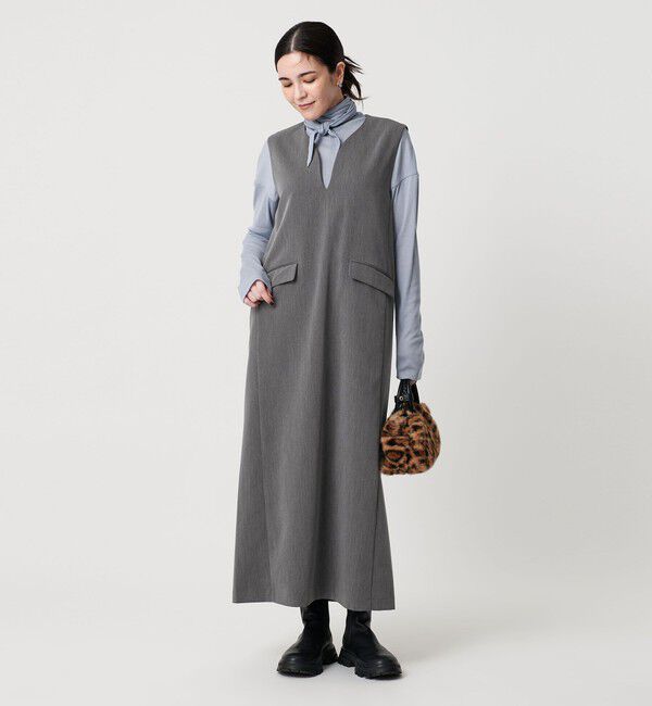 BEAUTY&YOUTH UNITED ARROWS「【WEB限定】ドレープツイル キーネックワンピース ウォッシャブル」|ワンピース|