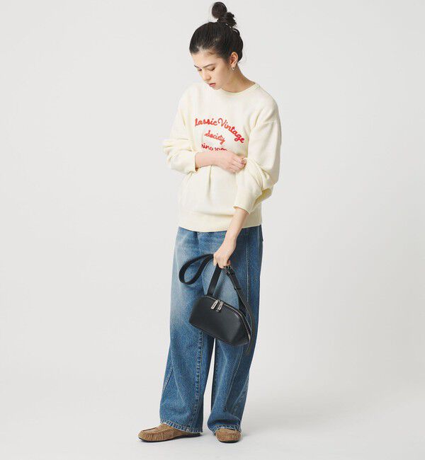 BEAUTY&YOUTH UNITED ARROWS「ロゴクルーネック ニットプルオーバー ウォッシャブル」|ニット・セーター|OFF WHITE