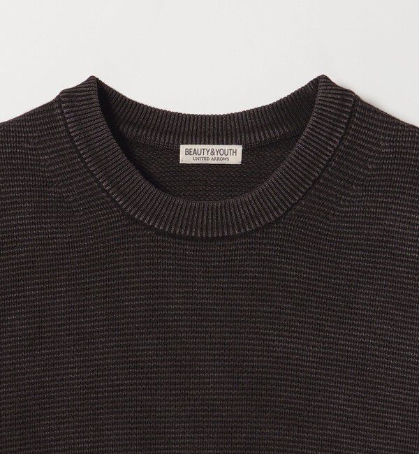 BEAUTY&YOUTH UNITED ARROWS「アシッドウォッシュ コットン クルーネック ニット 手洗い可能」|ニット・セーター|