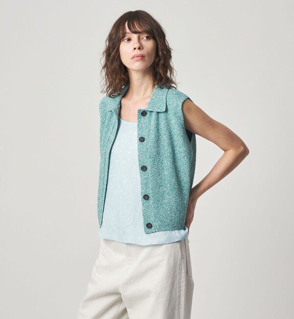 STEVEN ALAN「＜Steven Alan＞ブークレヤーン ポロカラー ニット ベスト」|ベスト・ジレ|TURQUOISE