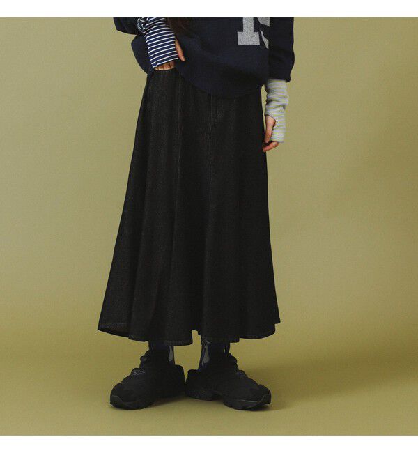 BEAMSBOY「デニム フレア スカート」|スカート|BLACK