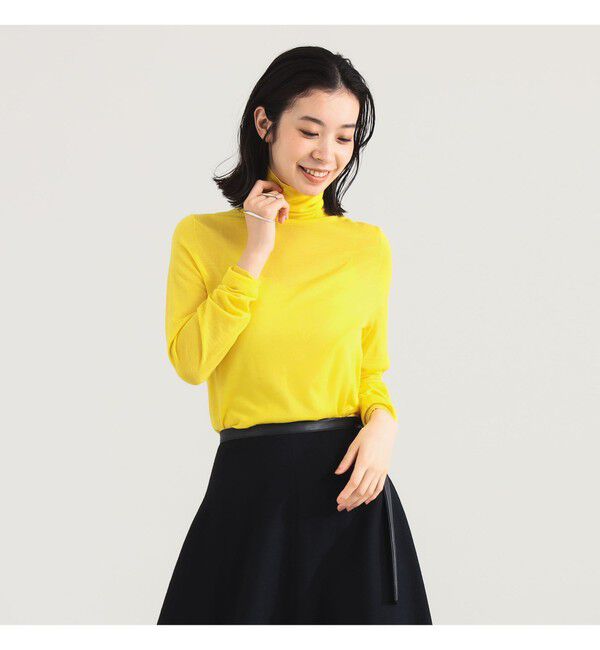 Demi-Luxe BEAMS 「AK+1 / 18ゲージ ハイネック プルオーバー」|ニット・セーター|YELLOW