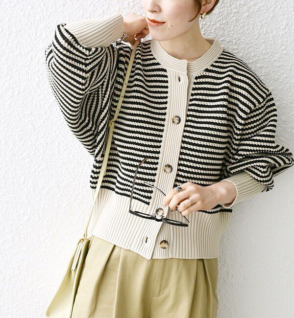 SHIPS any「SHIPS any: パターン コンパクト ショート ニット カーディガン」|カーディガン|その他