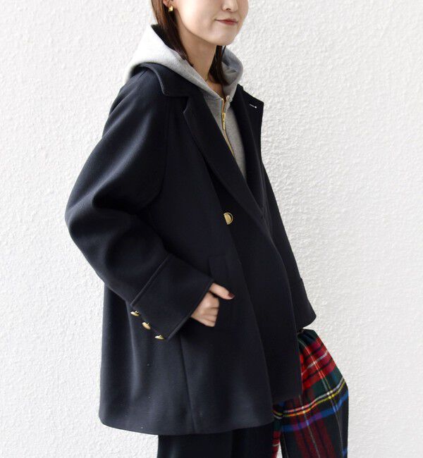 SHIPS for women「【WEB限定】〈手洗い可能〉ウール ライク ジャージー メルトン 2WAY Pコート」|ピーコート|