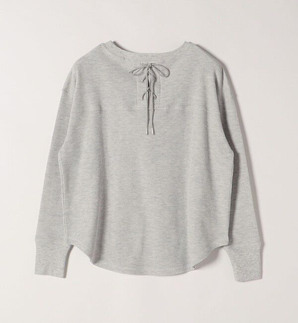 SHIPS any「SHIPS any:〈洗濯機可能〉ワッフル  レースアップ ラウンドヘム プルオーバー」|Tシャツ・カットソー|