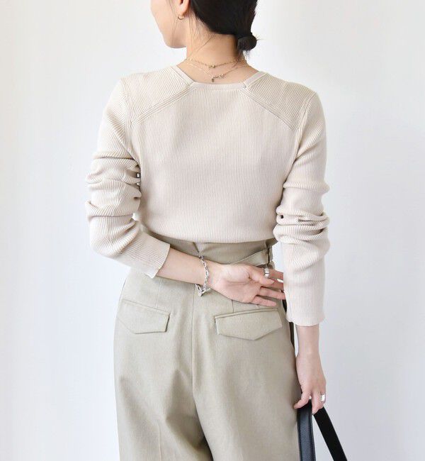 quaranciel「quaranciel:〈手洗い可能〉コットン スクエアネック リブ ニット」|ニット・セーター|