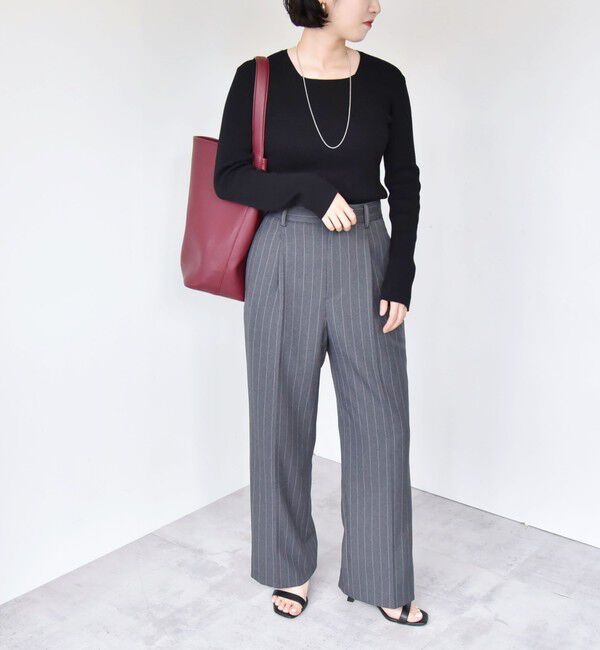 quaranciel「quaranciel:〈手洗い可能〉コットン スクエアネック リブ ニット」|ニット・セーター|