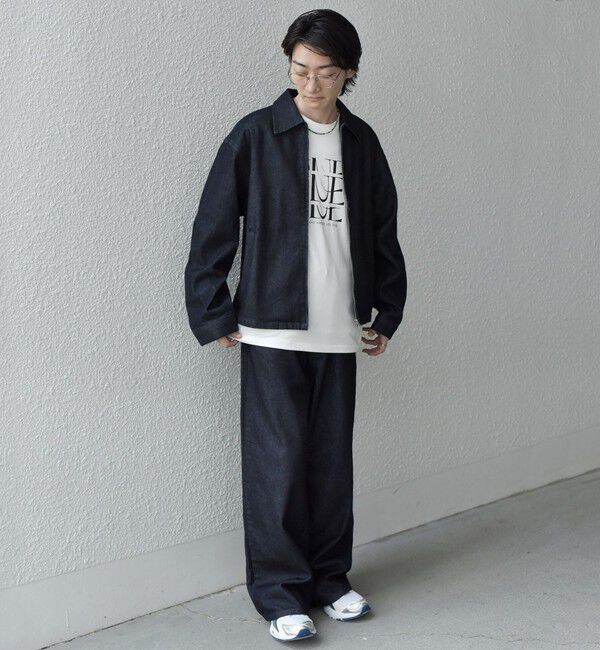 SHIPS any「SHIPS any: ウォッシュド デニム セミフレア ワイド パンツ (セットアップ対応)◇」|デニム|