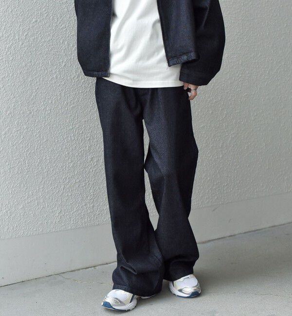 SHIPS any「SHIPS any: ウォッシュド デニム セミフレア ワイド パンツ (セットアップ対応)◇」|デニム|