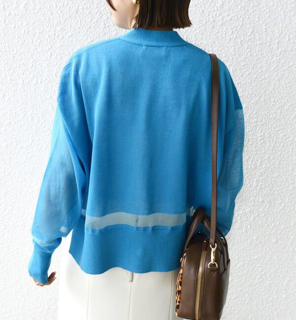 SHIPS for women「〈手洗い可能〉シアー ライン Vネック カーディガン」|カーディガン|