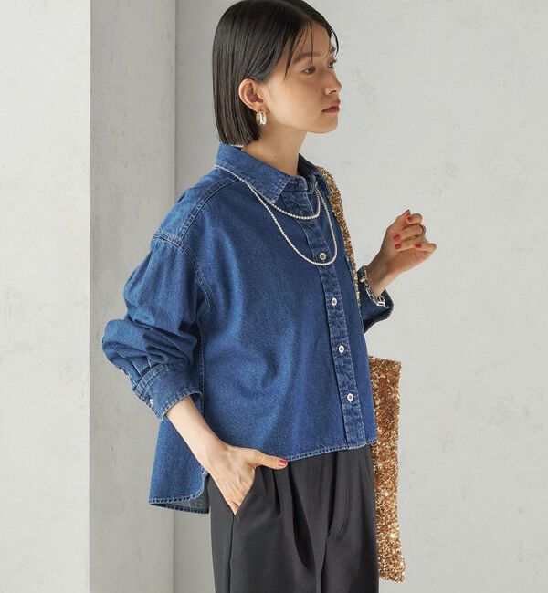 SHIPS for women「〈洗濯機可能〉ショート丈 デニム シャツ」|シャツ・ブラウス|