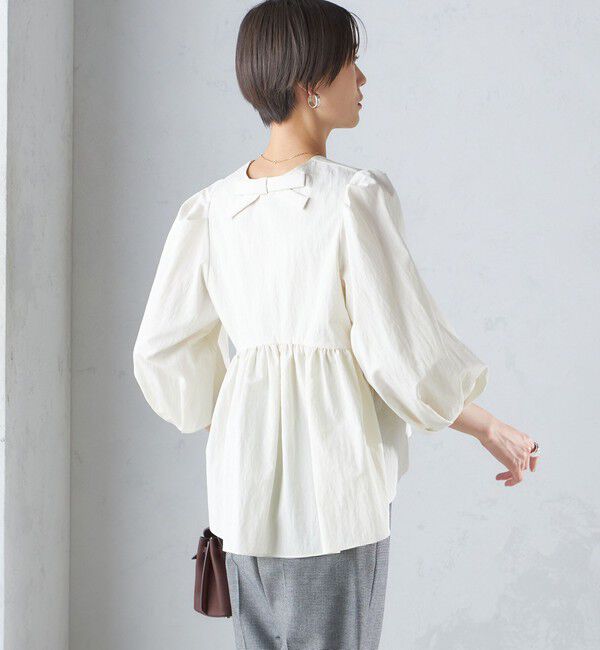 SHIPS for women「〈手洗い可能〉綿 ナイロン バック リボン ブラウス」|シャツ・ブラウス|