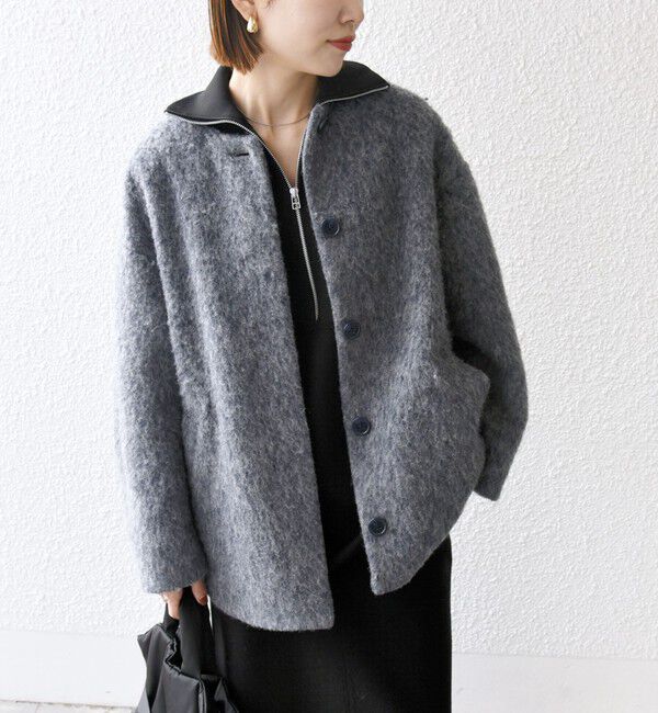 SHIPS any「SHIPS any: シャギー ノーカラー コクーン コート」|ノーカラーコート|