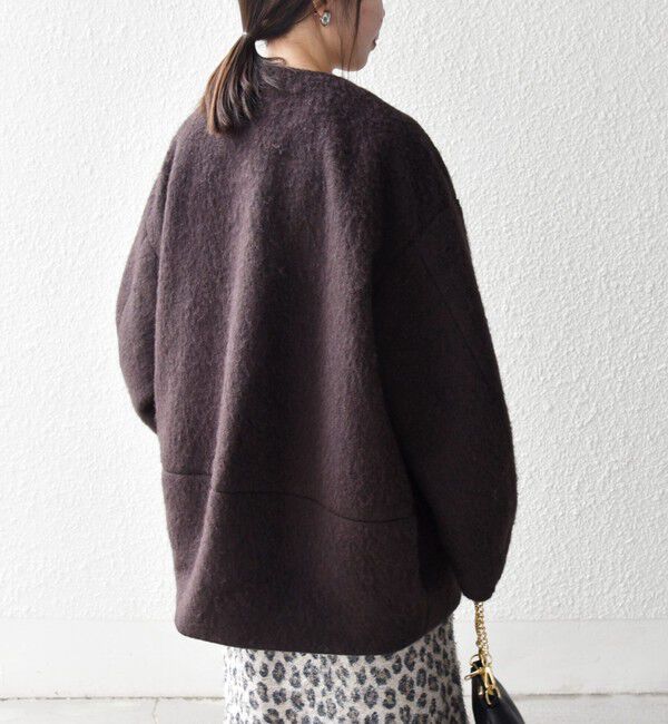 SHIPS any「SHIPS any: シャギー ノーカラー コクーン コート」|ノーカラーコート|