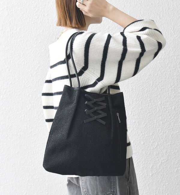 SHIPS any「《追加予約》【WEB限定】SHIPS any: ラメ フロント リボン トートバッグ」|トートバッグ|