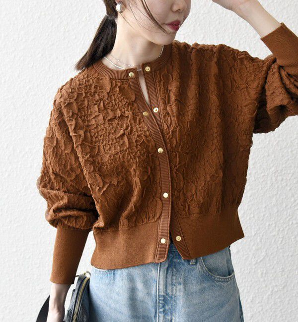 SHIPS any「SHIPS any:〈手洗い可能〉ジャカード バンピー コンパクト カーディガン」|カーディガン|