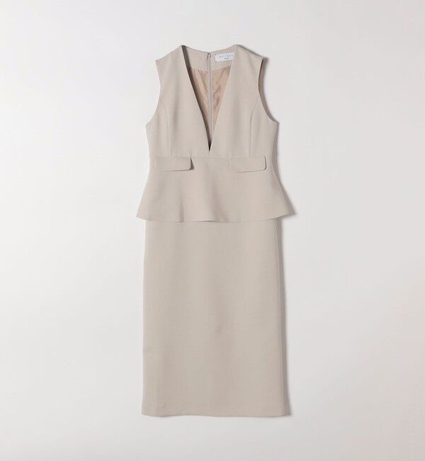 SHIPS any「SHIPS any:〈洗濯機可能〉ダブルクロス Vネック ペプラム ワンピース［NAVY BLUE］」|ワンピース|