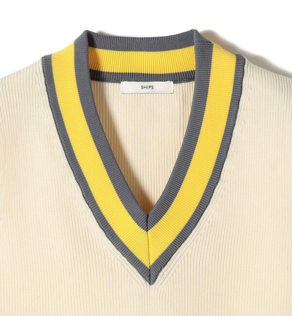 SHIPS for women「〈手洗い可能〉刺繍 チルデン ショート ベスト」|ベスト・ジレ|