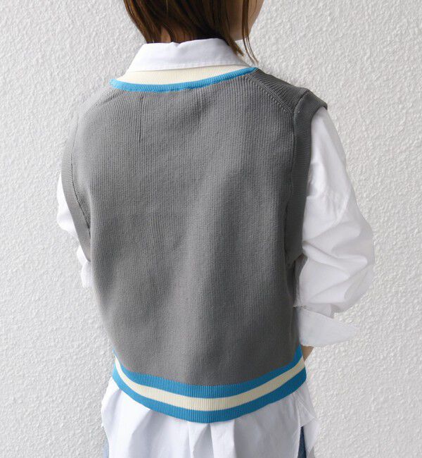 SHIPS for women「〈手洗い可能〉刺繍 チルデン ショート ベスト」|ベスト・ジレ|