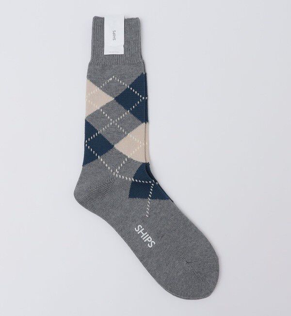 SHIPS「SHIPS: アーガイル クルー ソックス」|ソックス|グレー