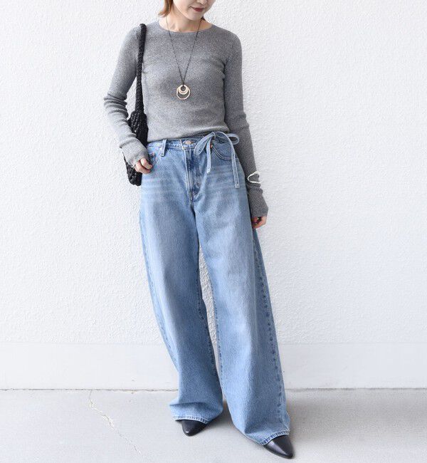 SHIPS for women「〈手洗い可能〉ラメ シアー リブ ニット プルオーバー」|ニット・セーター|