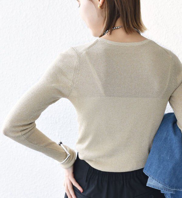 SHIPS for women「〈手洗い可能〉ラメ シアー リブ ニット プルオーバー」|ニット・セーター|