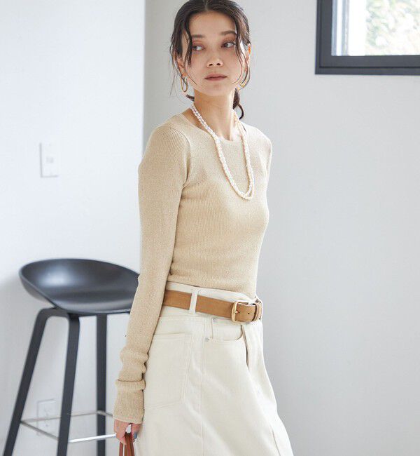 SHIPS for women「〈手洗い可能〉ラメ シアー リブ ニット プルオーバー」|ニット・セーター|