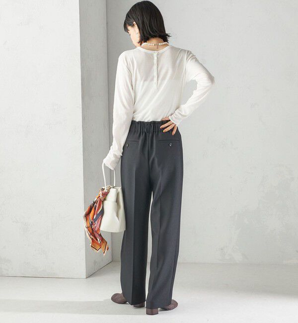 SHIPS for women「《一部追加予約》【SHIPS別注】miller: シアー ヘンリー ネック ロング スリーブ TEE」|Tシャツ・カットソー|