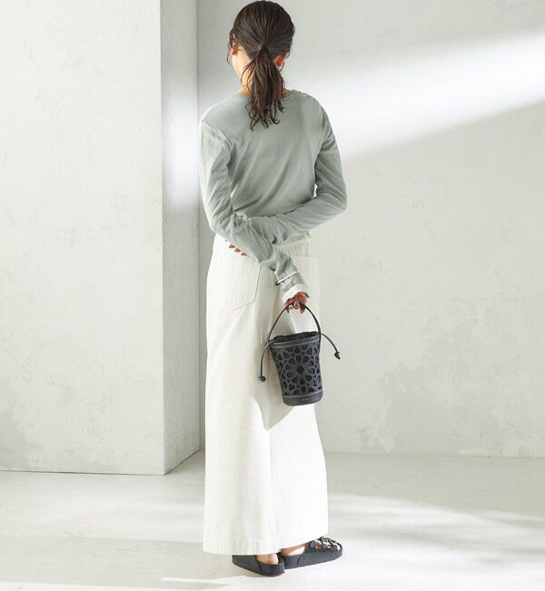 SHIPS for women「《一部追加予約》【SHIPS別注】miller: シアー ヘンリー ネック ロング スリーブ TEE」|Tシャツ・カットソー|