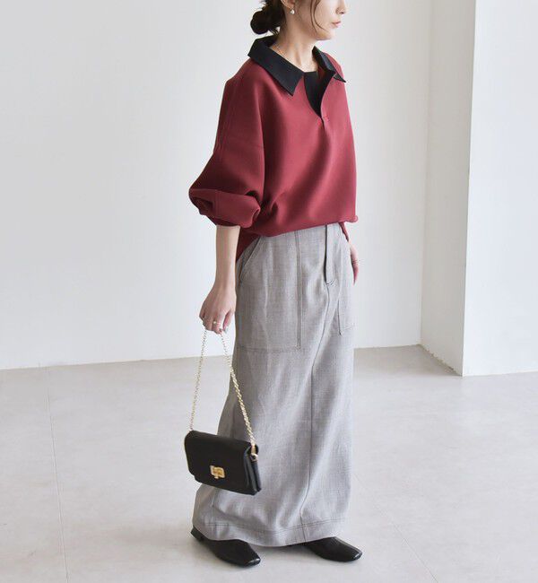 quaranciel「quaranciel:〈洗濯機可能〉ポンチ ロゴプリント ポロ スウェット プルオーバー」|スウェット・ジャージ|