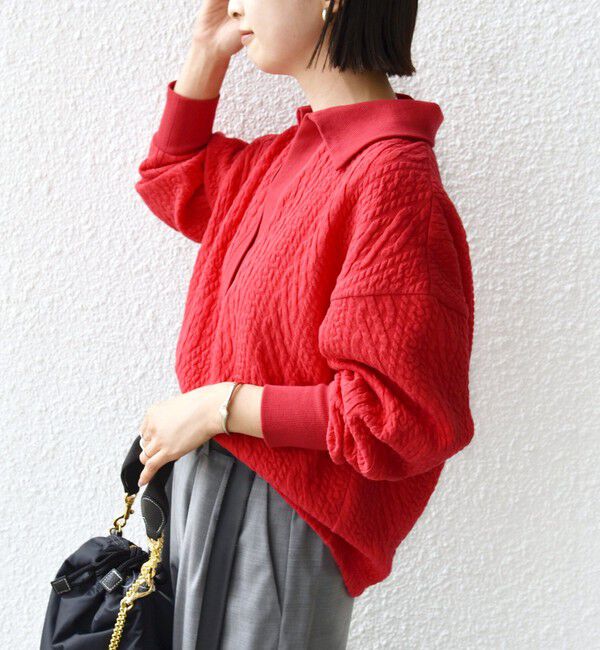 SHIPS for women「【WEB限定】〈手洗い可能〉ケーブル ジャージー ポロ プルオーバー」|Tシャツ・カットソー|