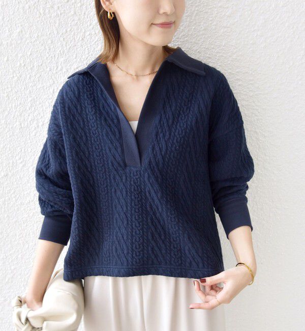 SHIPS for women「【WEB限定】〈手洗い可能〉ケーブル ジャージー ポロ プルオーバー」|Tシャツ・カットソー|