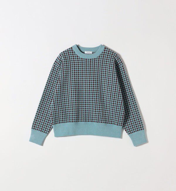 SHIPS any「SHIPS any:〈手洗い可能〉モールヤーン クルーネック ロゴ 千鳥柄 プルオーバー」|ニット・セーター|