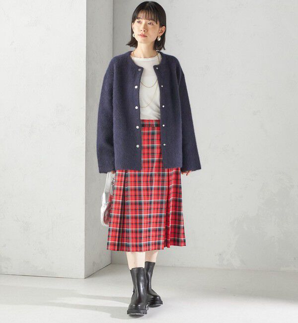 SHIPS for women「フォックス ブレンド ノーカラー ニット コート」|ノーカラーコート|