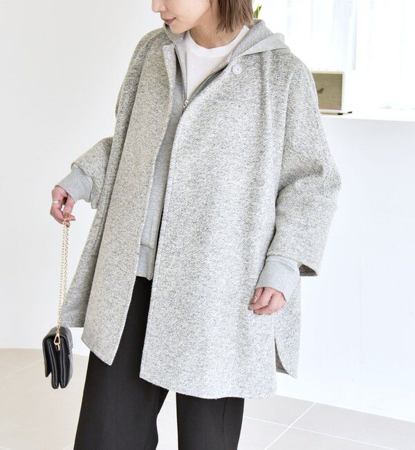 quaranciel「quaranciel: スライバー ウール ミックス クルーネック コート」|ノーカラーコート|