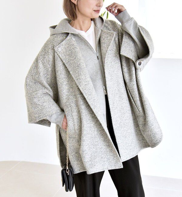 quaranciel「quaranciel: スライバー ウール ミックス クルーネック コート」|ノーカラーコート|