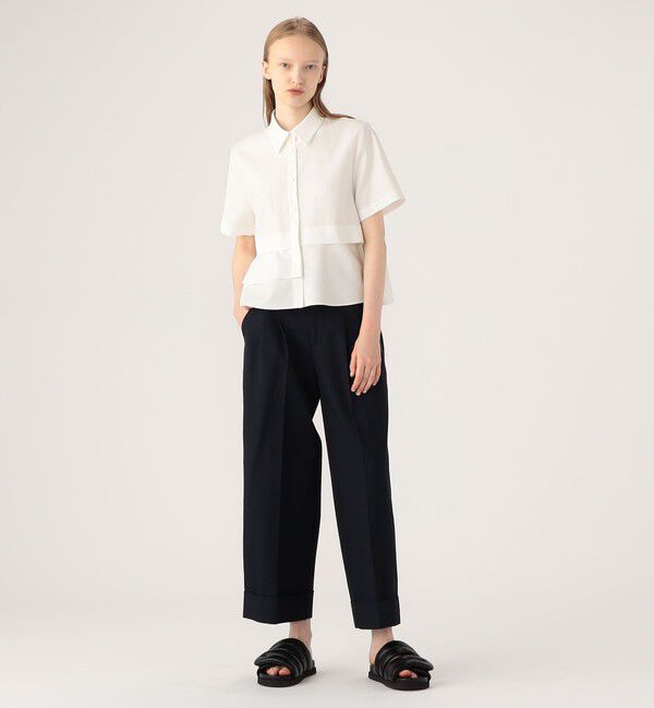 CABaN「タイプライターダブルクロス アシンメトリックフリルシャツ」|シャツ・ブラウス|