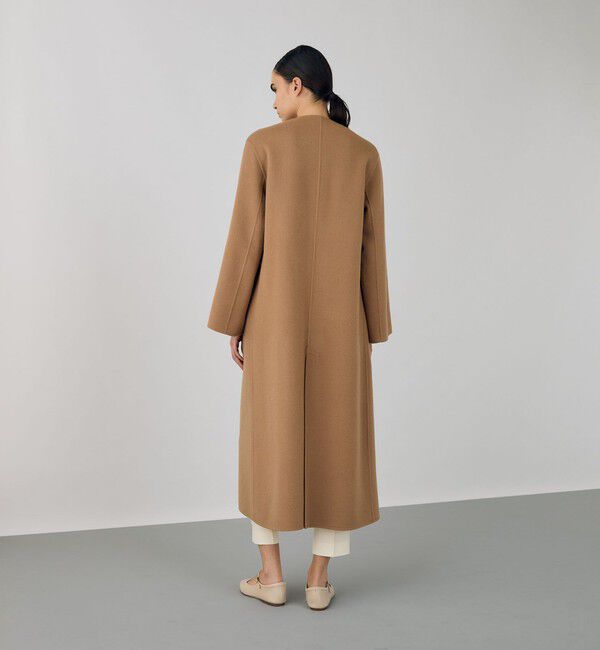 DES PRES「ライトダブルフェイスシャギー ストール付きコート」|ノーカラーコート|