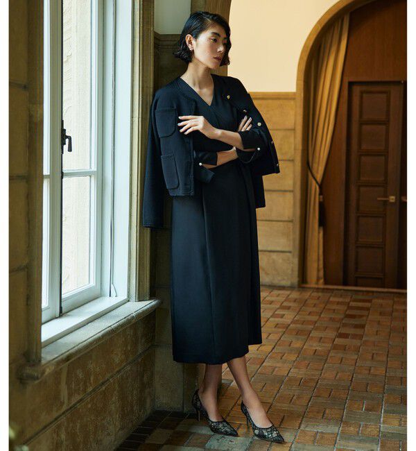 Ballsey「ウェーブツイル Vラップワンピース」|ワンピース|69 ネイビー