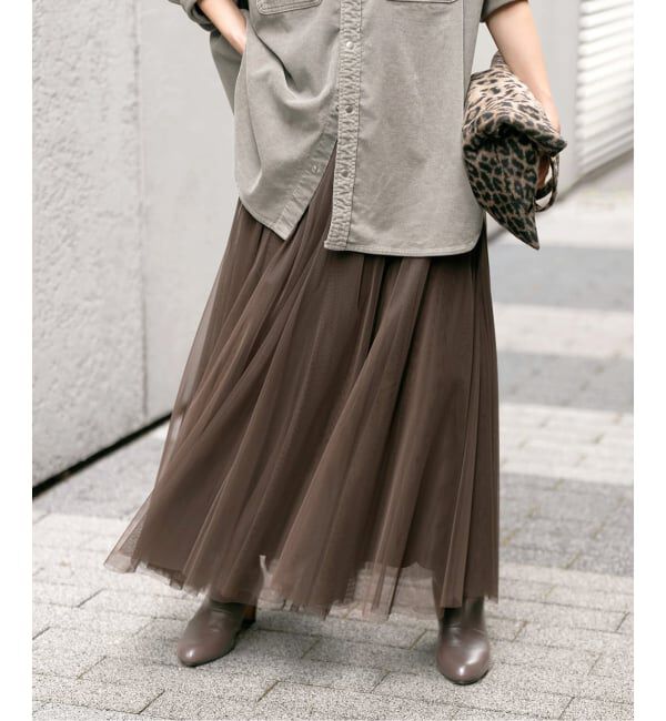Spick and Span「《追加》チュールスカート」|スカート|ブラウン
