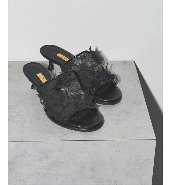 GRISE「《予約》GRISE4.5cmラウンドシアーミュールサンダル」|サンダル|ブラック